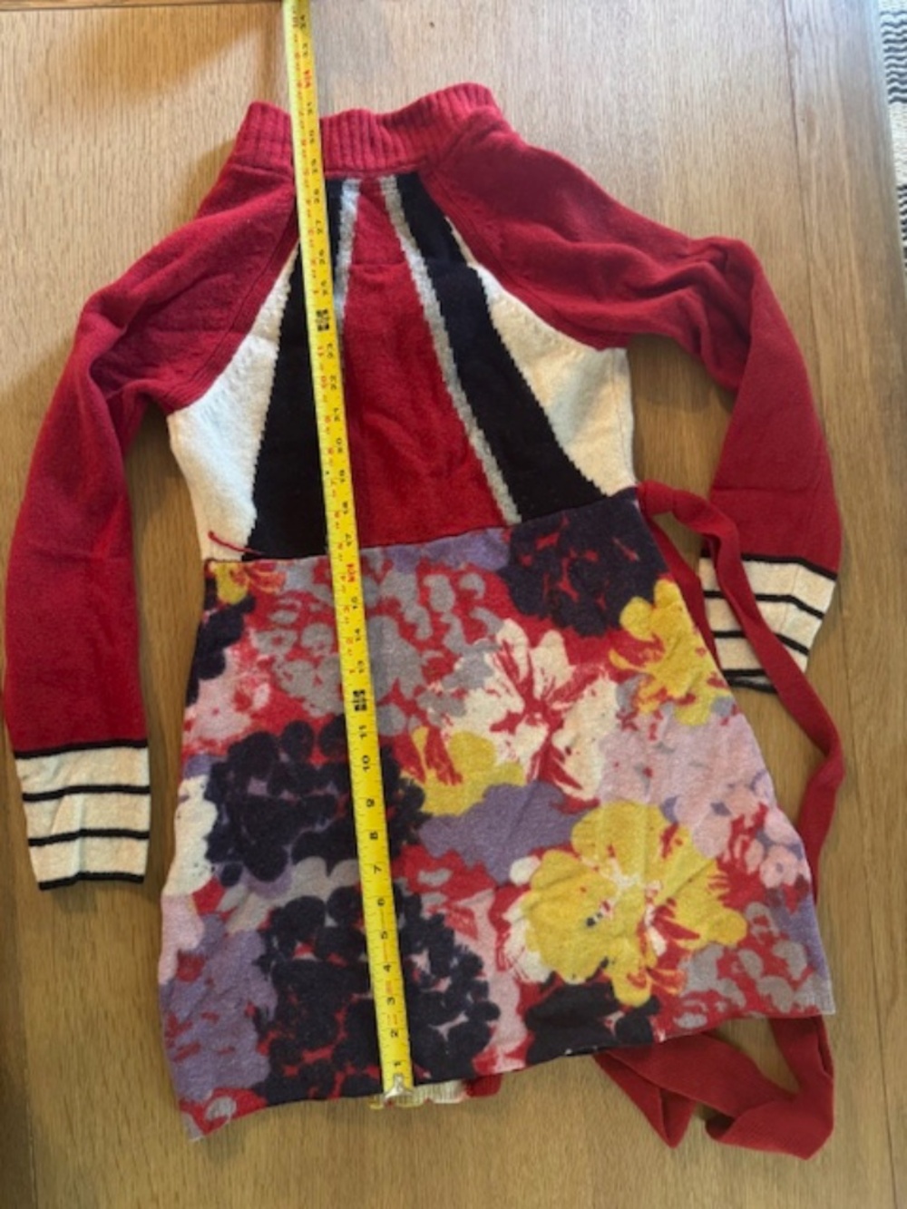 Anthropologie Sparrow Lambswool Red Floral Cardigan Dress Women’s Size M - Picture 5 of 7